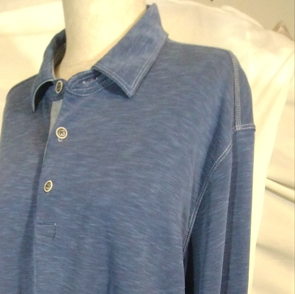 Tommy Bahama men blue Henley light weight sweater, Long sleeve, 1/2 button, L - Picture 11 of 13